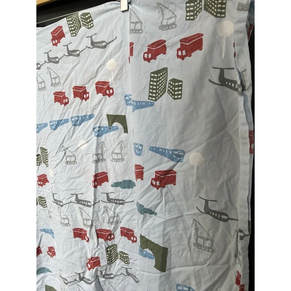 Pottery Barn Kids 2 Piece Train Plane Crane Car Twin Flat And Fitted Sheet Set